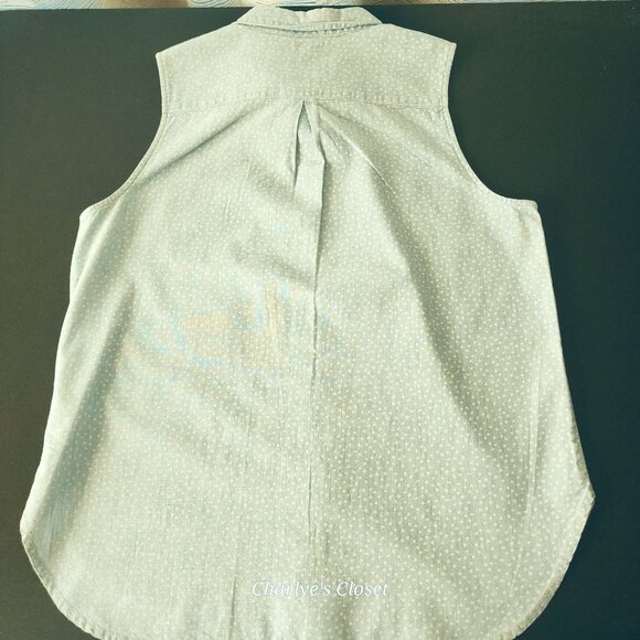 Levi's Vintage Womens 90s Sleeveless Polka Dot Cotton Button-Down Shirt M - Picture 2 of 12